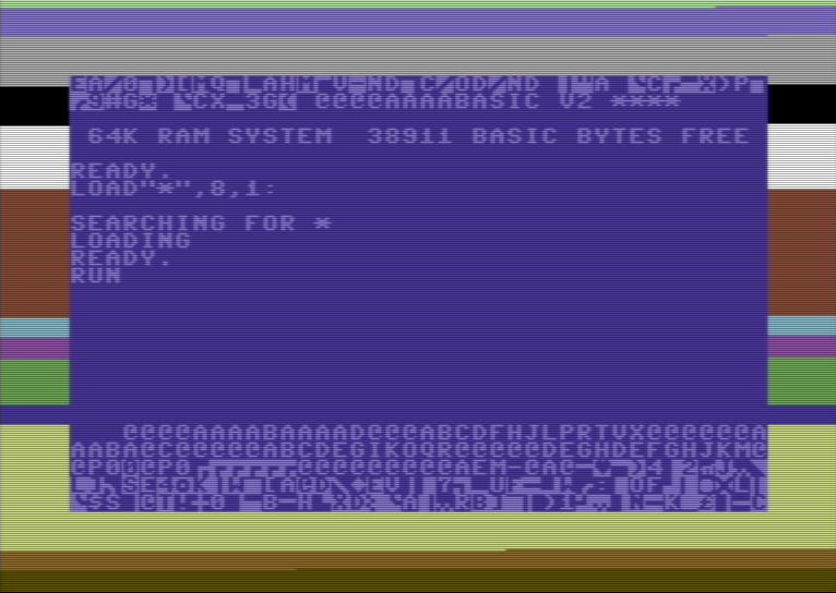 Sanxion — title / loading screen, Commodore 64