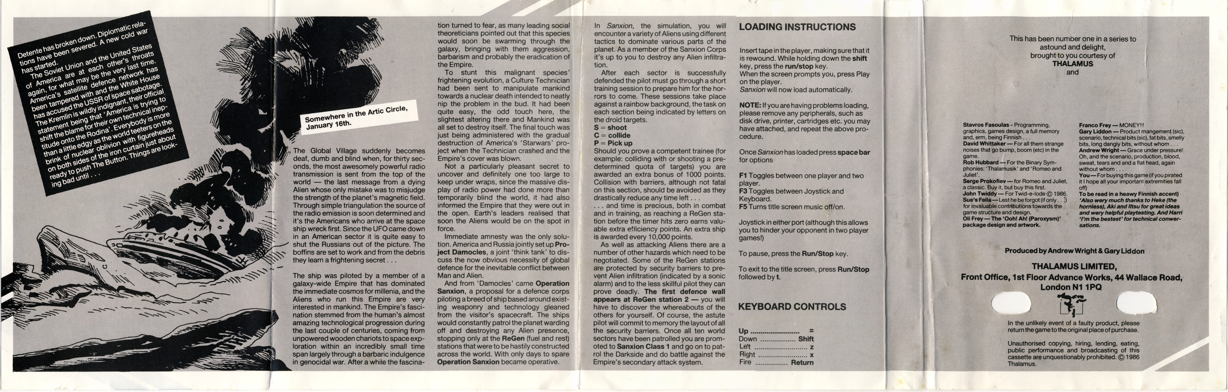 Sanxion — cassette inlay back